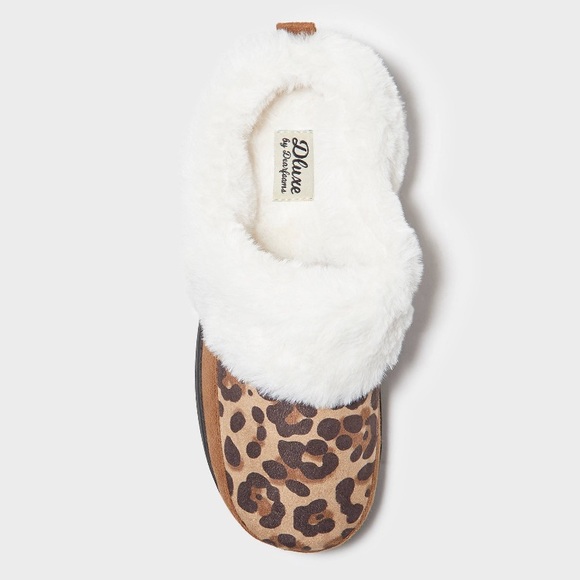 Leopard Women’s Slippers Dearfoam Fur Slip On Cozy - Picture 3 of 5